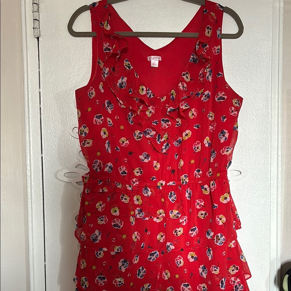 Floral Red Sleeveless Dress